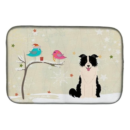 Carolines Treasures BB2590DDM Christmas Presents Between Friends Border Collie Black & White Dish Drying Mat BB2590DDM